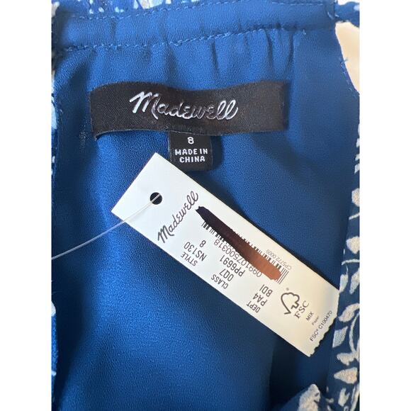 Madewell Dress Smocked Halter Midi Boho Dress in Blue Floral Print Size 8 - Picture 5 of 8
